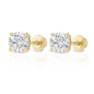 10K Gold Round Cut Moissanite Solitaire Stud Earrings - Screw Backs