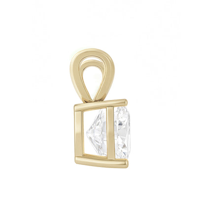 10K Gold Cushion Cut Moissanite Solitaire Pendant Only - Double Loop Bail