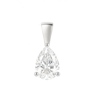 10K Gold Pear Cut Moissanite Solitaire Pendant Only - Solid Bail