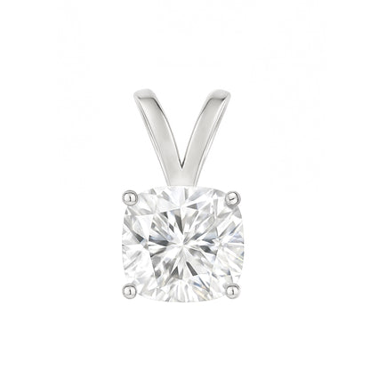 10K Gold Cushion Cut Moissanite Solitaire Pendant Only - Double Loop Bail