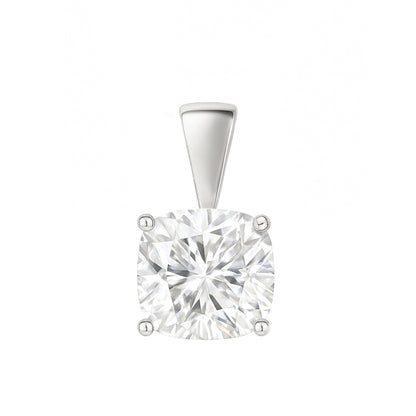 10K Gold Cushion Cut Moissanite Solitaire Pendant Only - Solid Bail