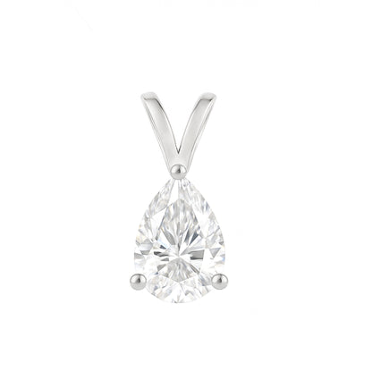 10K Gold Pear Cut Moissanite Solitaire Pendant Only - Double Loop bail