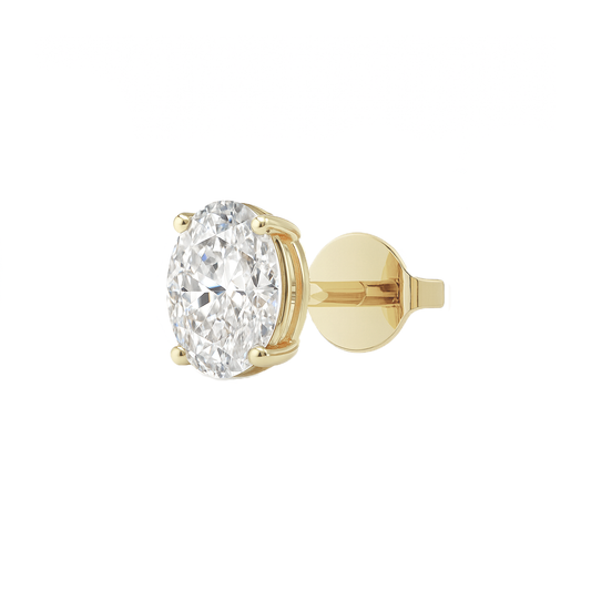 10K Gold Oval Cut Moissanite Solitaire Single Stud Earring - Push Back