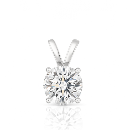 14K Gold Round Cut Moissanite Solitaire Pendant Only - Double Loop Bail
