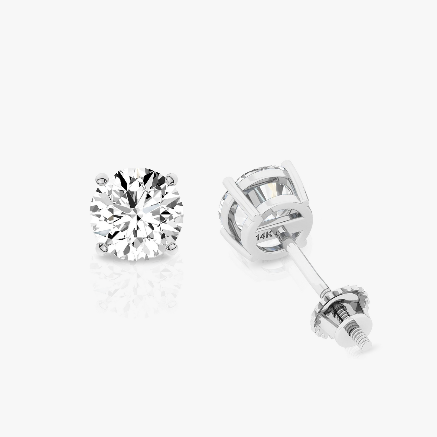 14K White Gold Lab Created Moissanite Round Cut Stud Earrings