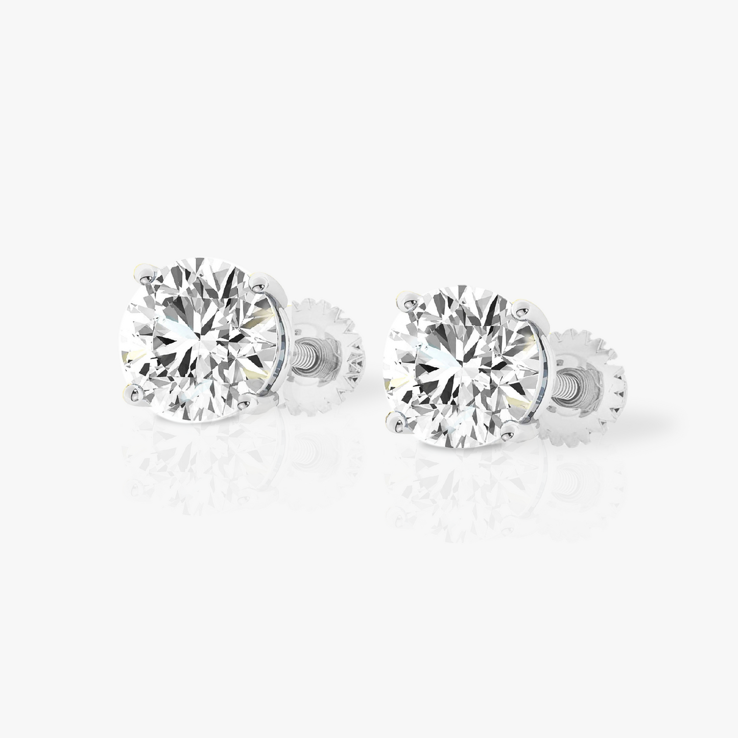 14K White Gold Lab Created Moissanite Round Cut Stud Earrings