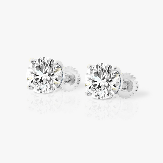 14K White Gold Lab Created Moissanite Round Cut Stud Earrings