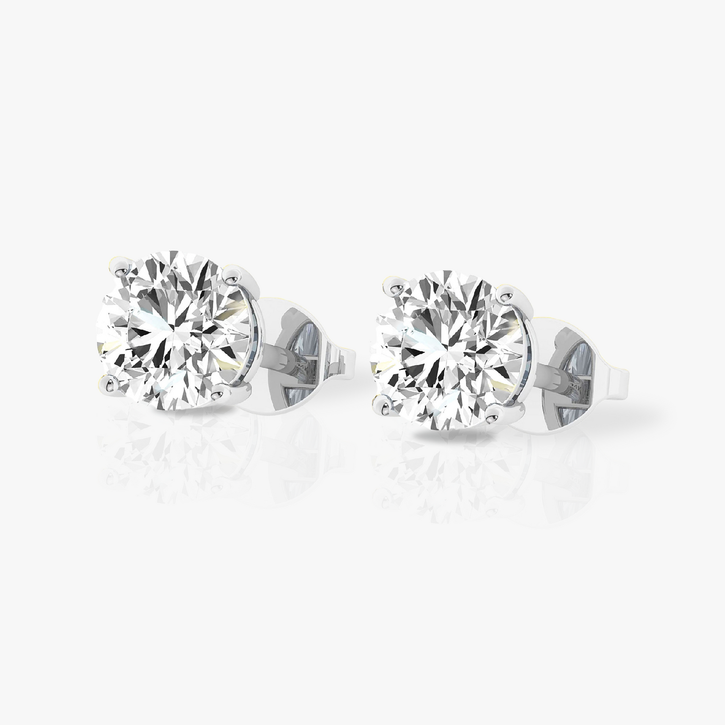 14K White Gold Lab Created Moissanite Round Cut Stud Earrings