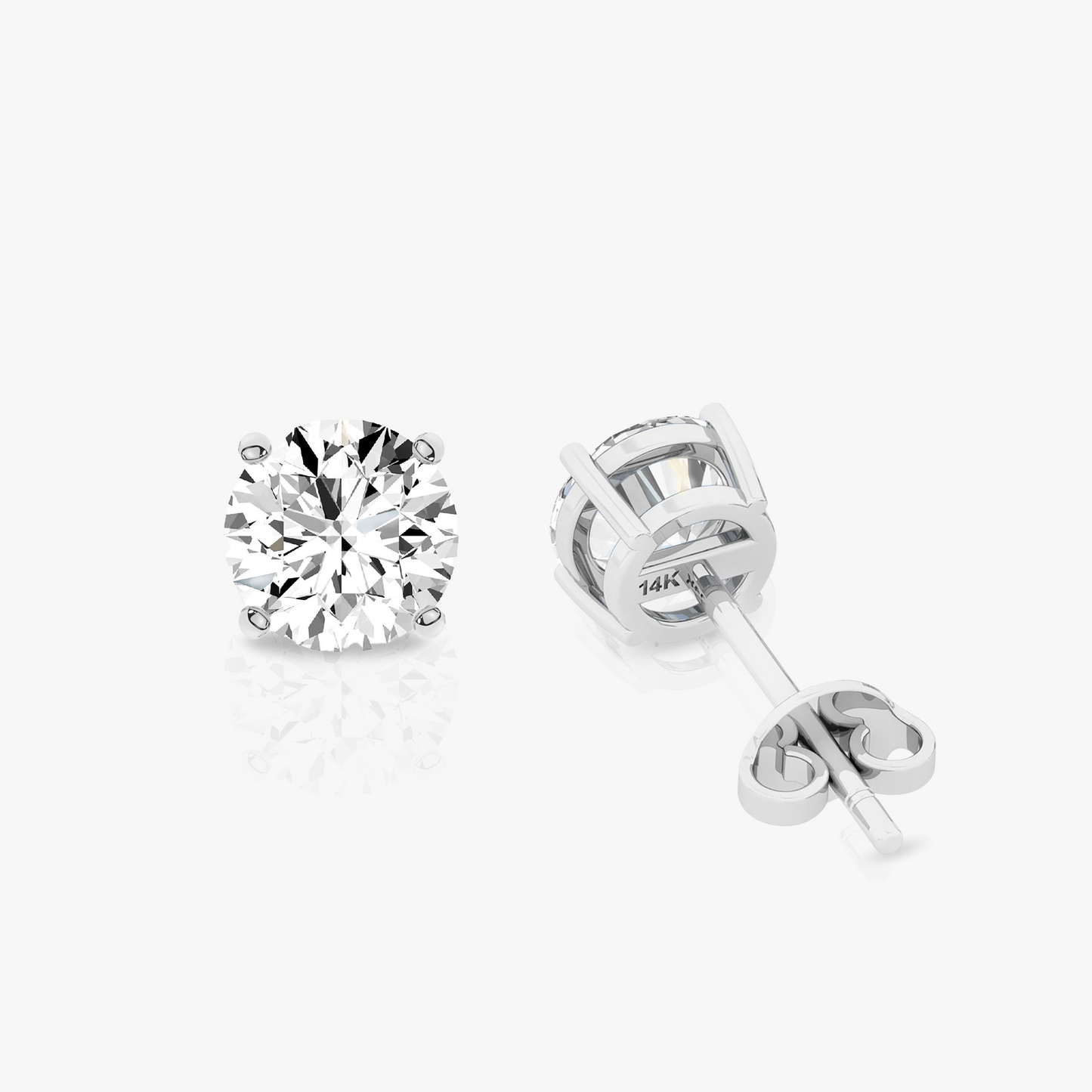 14K White Gold Lab Created Moissanite Round Cut Stud Earrings