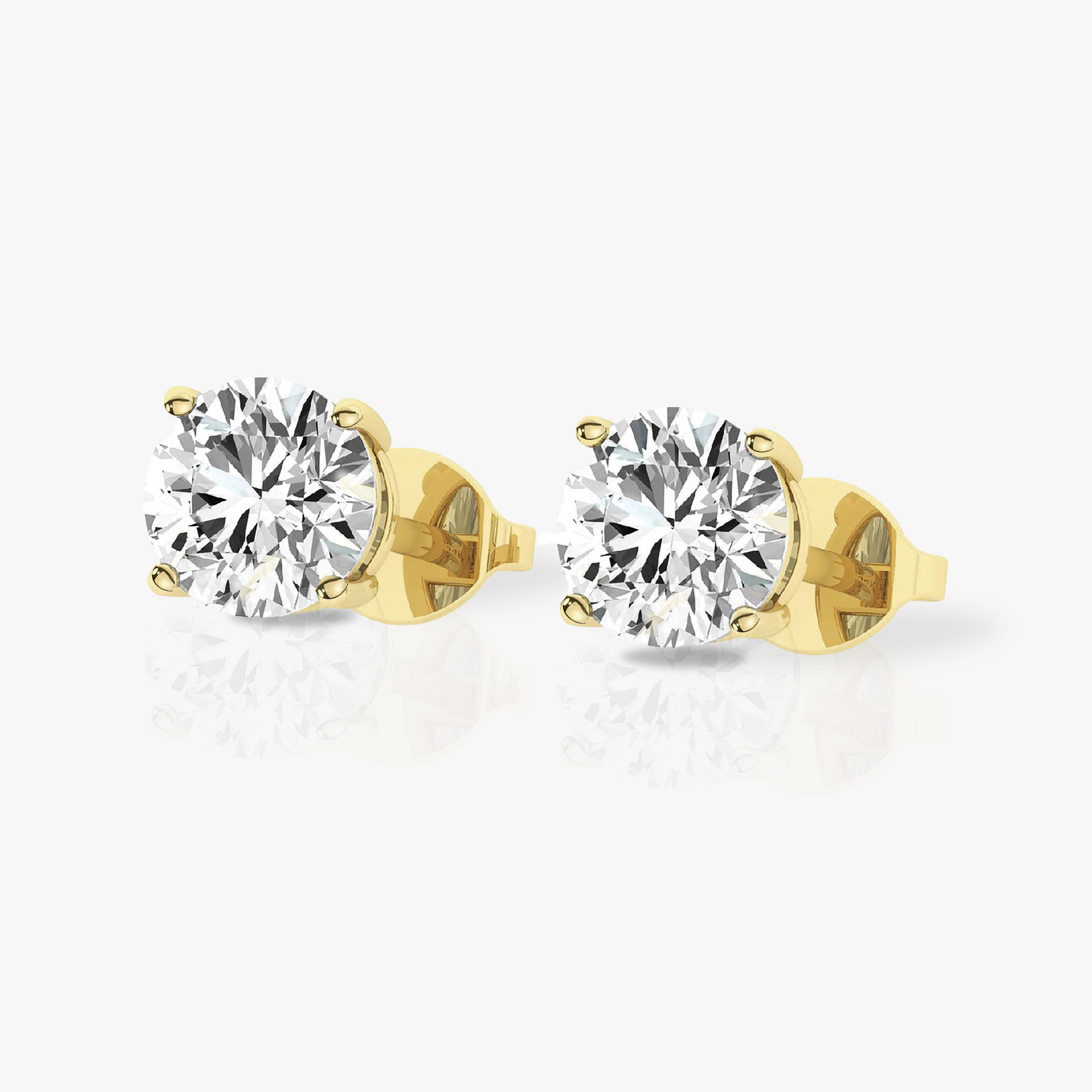 14K Yellow Gold Lab Created Moissanite Round Cut Stud Earrings