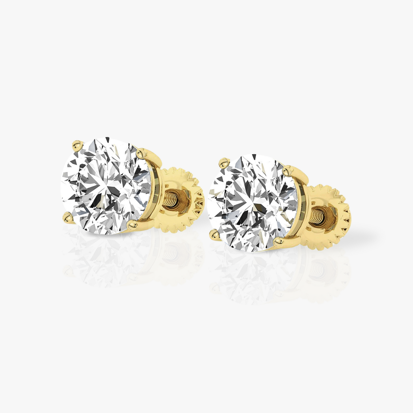 14K Yellow Gold Lab Created Moissanite Round Cut Stud Earrings