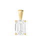 14K Gold Emerald Cut Moissanite Solitaire Pendant Only - Solid Bail