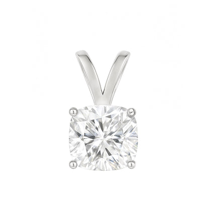 14K Gold Cushion Cut Moissanite Solitaire Pendant Only - Double Loop Bail