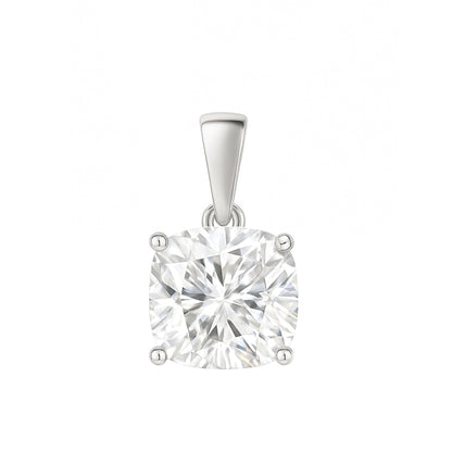 10K Gold Cushion Cut Moissanite Solitaire Pendant Only - Dangle Bail
