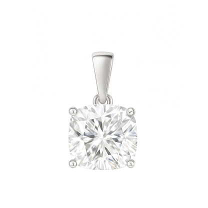 14K Gold Cushion Cut Moissanite Solitaire Pendant Only - Dangle Bail