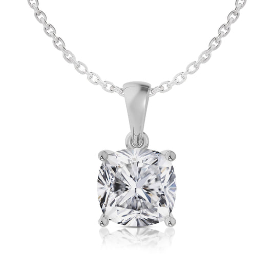 Cushion Cut Solitaire Moissanite Necklace – Dangle Bail