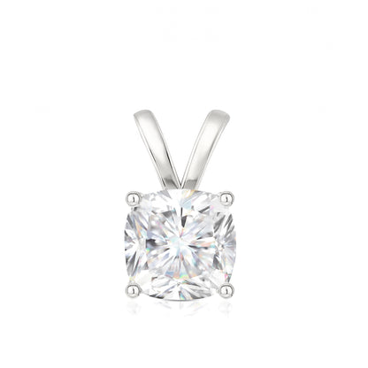 14K Gold Cushion Cut Moissanite Solitaire Pendant Only - Double Loop Bail