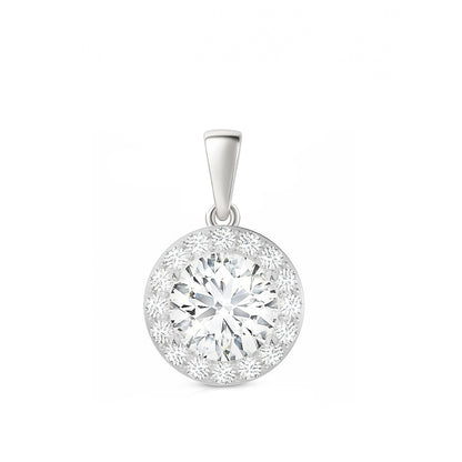 14K Gold Round Cut Halo Moissanite Pendant Only - Dangle Bail