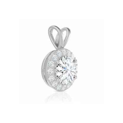 Round Cut Halo Moissanite Necklace – Double Loop Bail