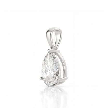 14K Gold Pear Cut Moissanite Solitaire Pendant Only - Solid Bail