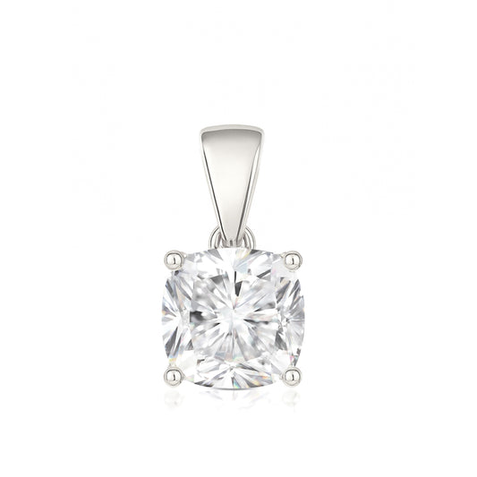 14K Gold Cushion Cut Moissanite Solitaire Pendant Only - Dangle Bail