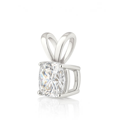14K Gold Cushion Cut Moissanite Solitaire Pendant Only - Double Loop Bail