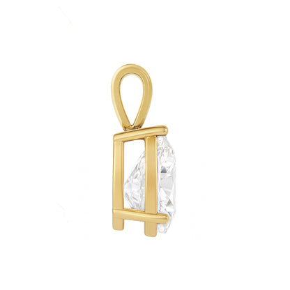 14K Gold Pear Cut Moissanite Solitaire Pendant Only - Solid Bail