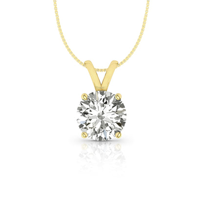 Round Cut Solitaire Moissanite Necklace - Double Loop Bail