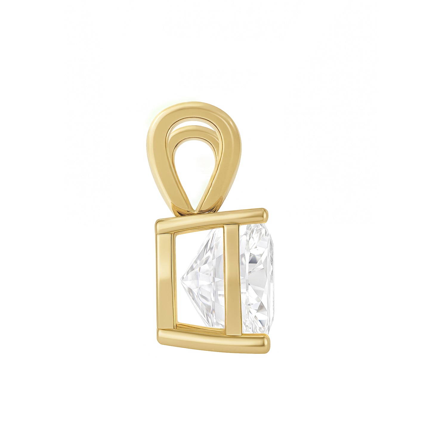 14K Gold Cushion Cut Moissanite Solitaire Pendant Only - Double Loop Bail