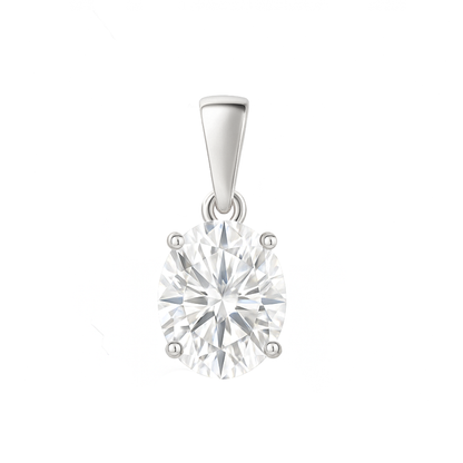 14K Gold Oval Cut Moissanite Solitaire Pendant Only - Dangle Bail