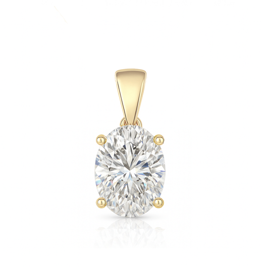 14K Gold Oval Cut Moissanite Solitaire Pendant Only - Dangle Bail