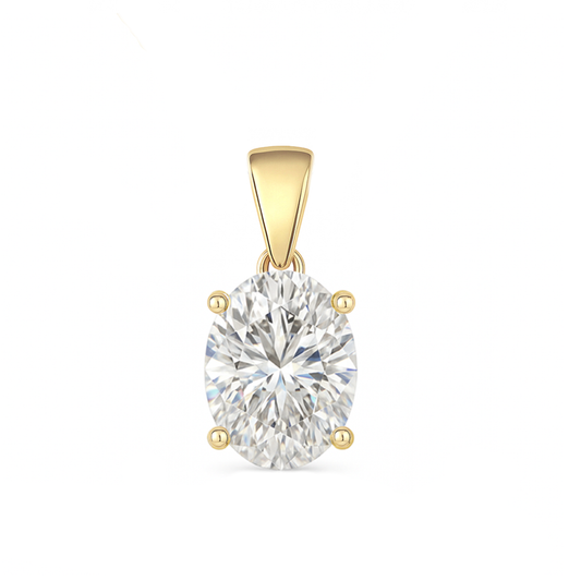 14K Gold Oval Cut Moissanite Solitaire Pendant Only - Dangle Bail