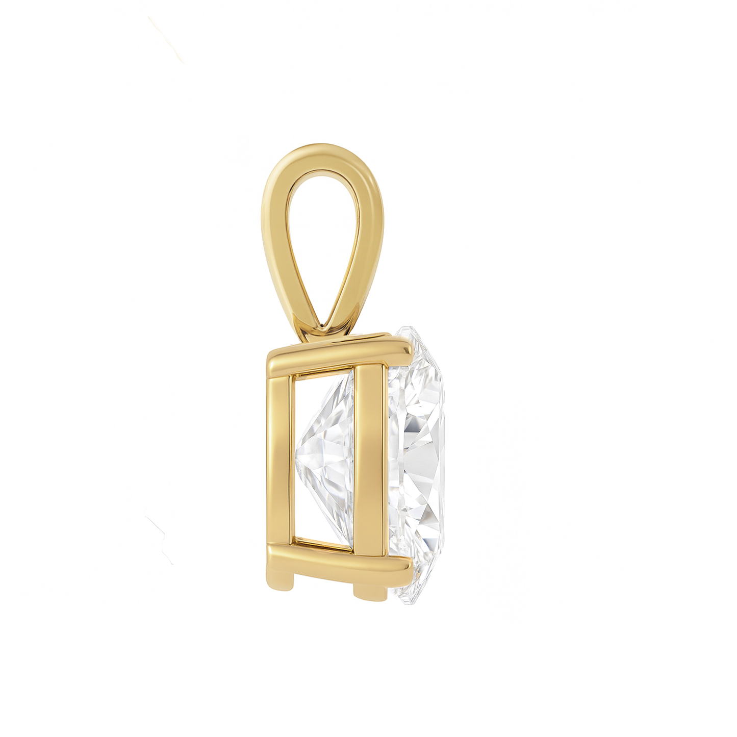 14K Gold Oval Cut Moissanite Solitaire Necklace - Solid Bail on Cable Chain