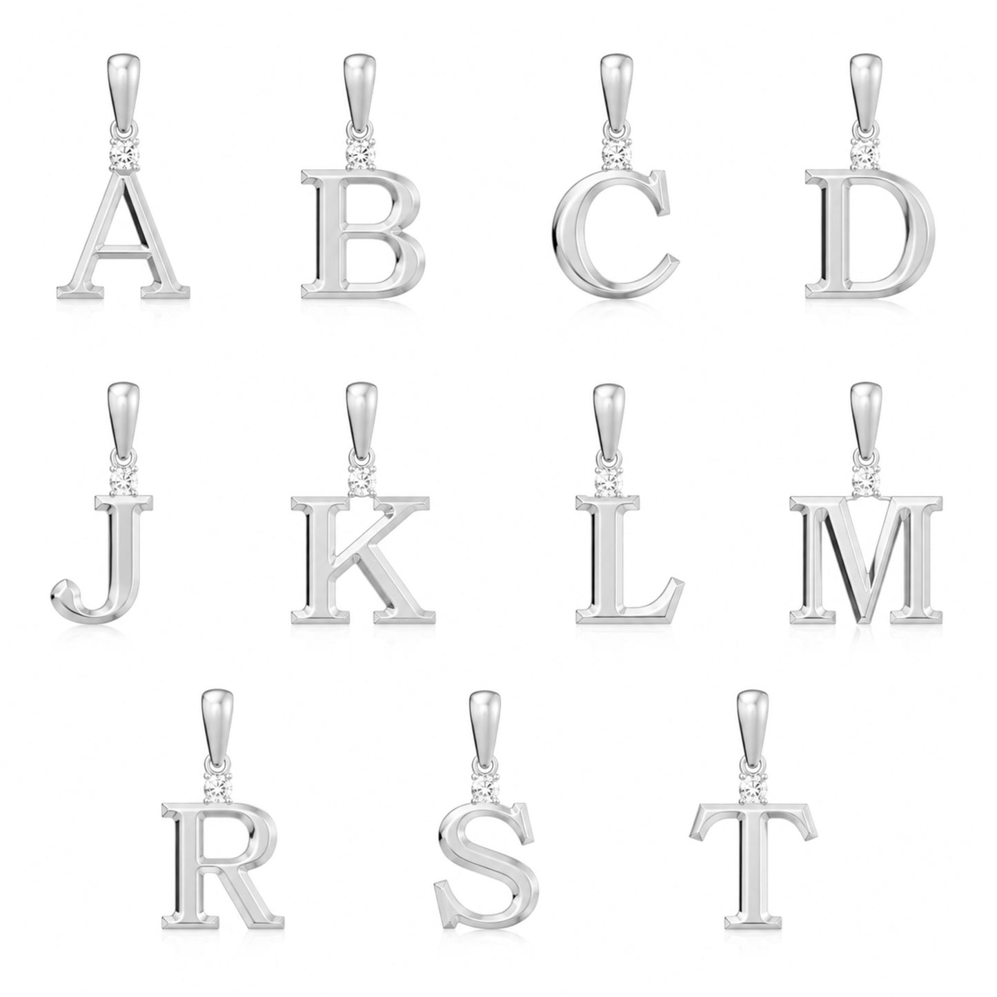 10K Gold Letter with 1.6mm Diamond Pendant Only - Dangle Bail