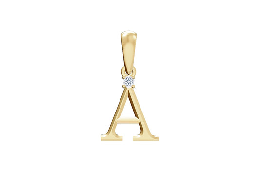10K Gold Letter with 1.6mm Diamond Pendant Only - Dangle Bail