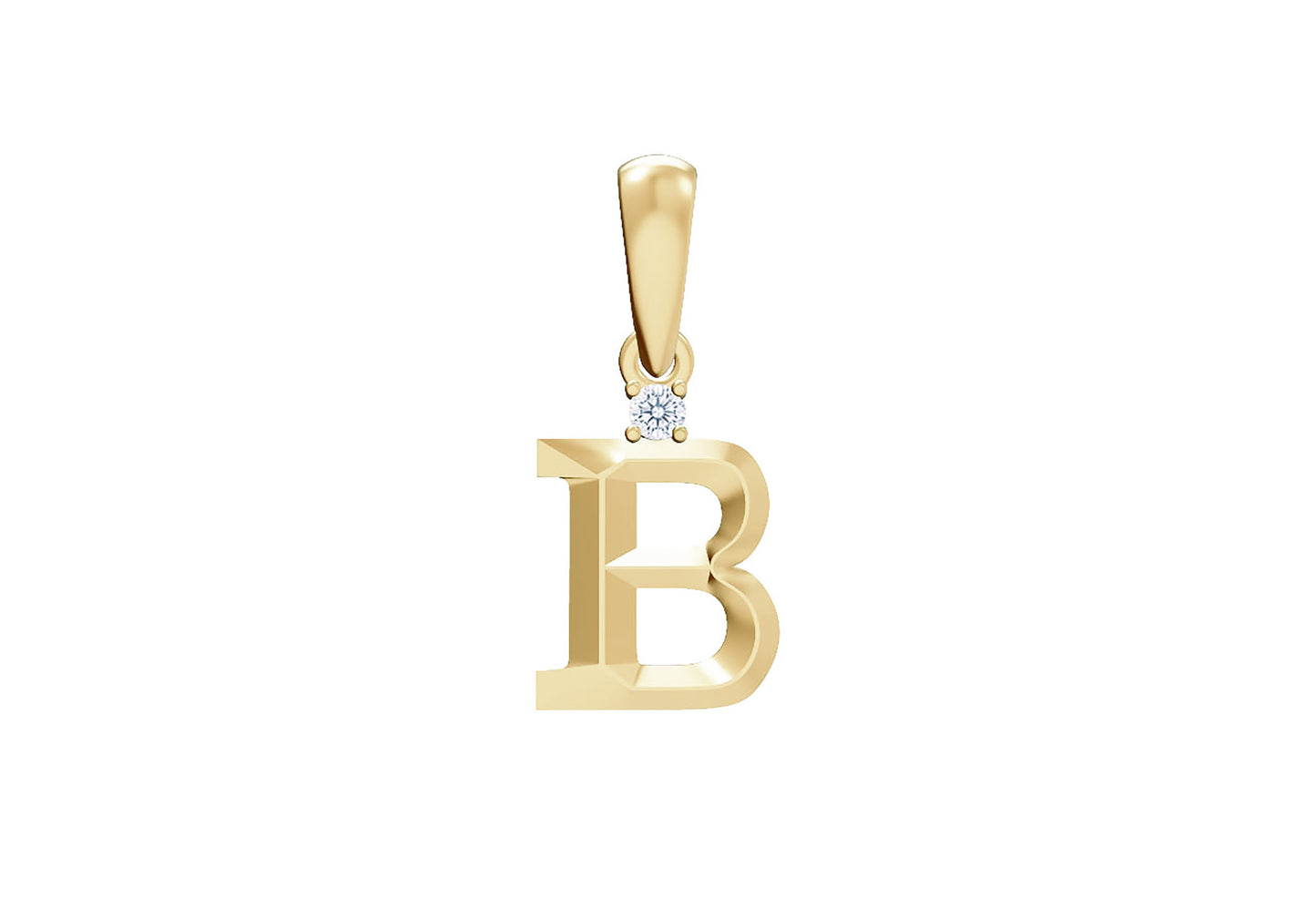 10K Gold Letter with 1.6mm Diamond Pendant Only - Dangle Bail