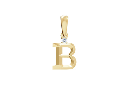10K Gold Letter with 1.6mm Diamond Pendant Only - Dangle Bail