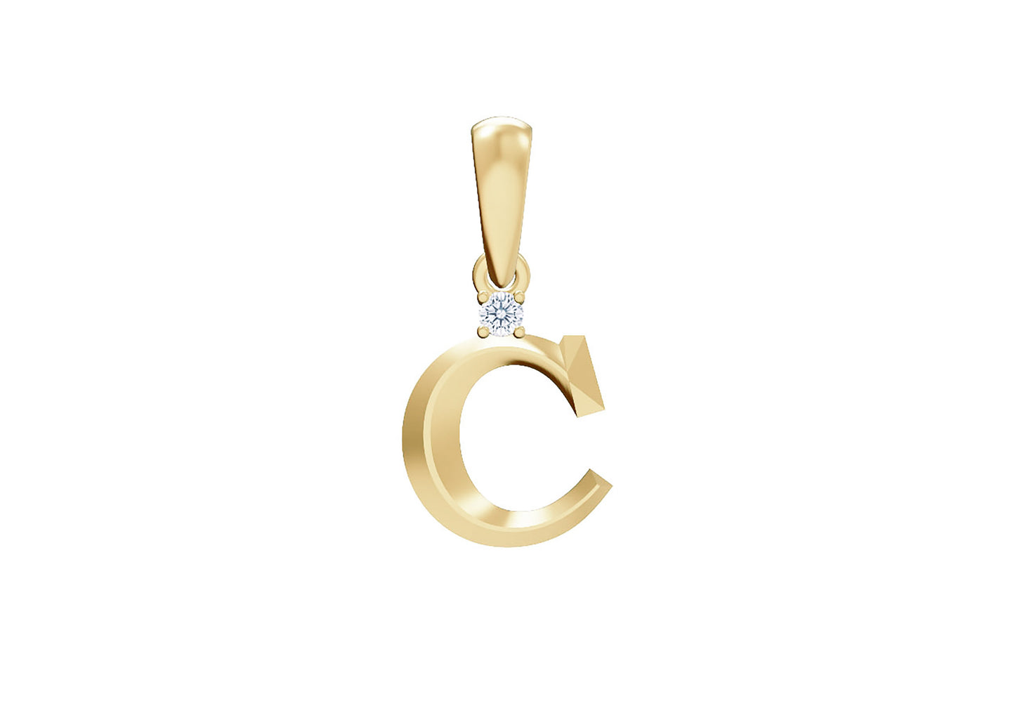 10K Gold Letter with 1.6mm Diamond Pendant Only - Dangle Bail