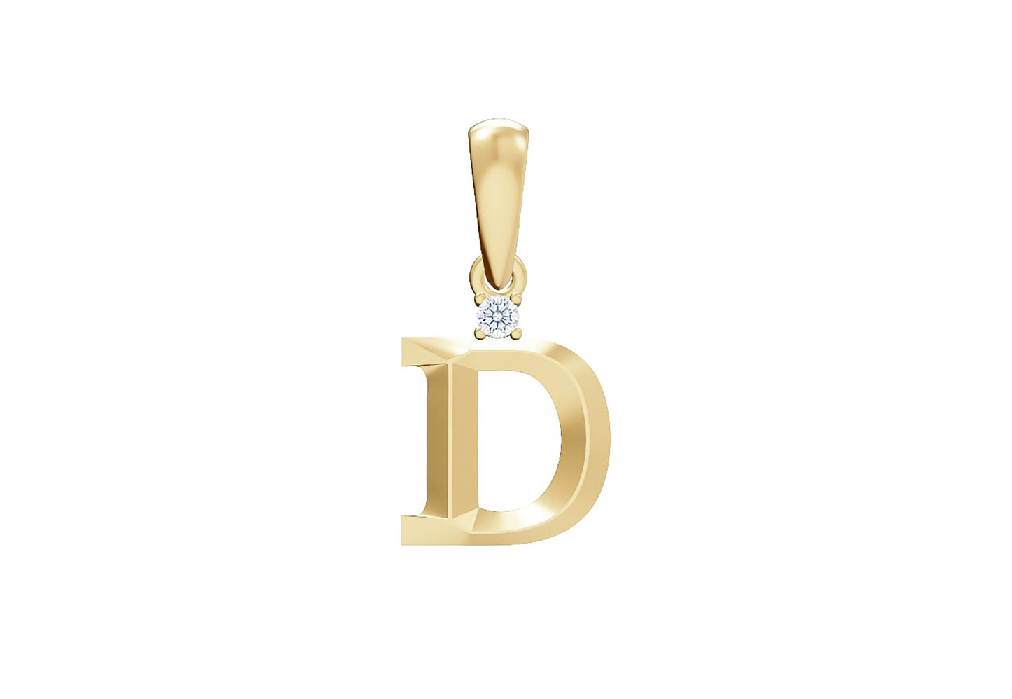 10K Gold Letter with 1.6mm Diamond Pendant Only - Dangle Bail