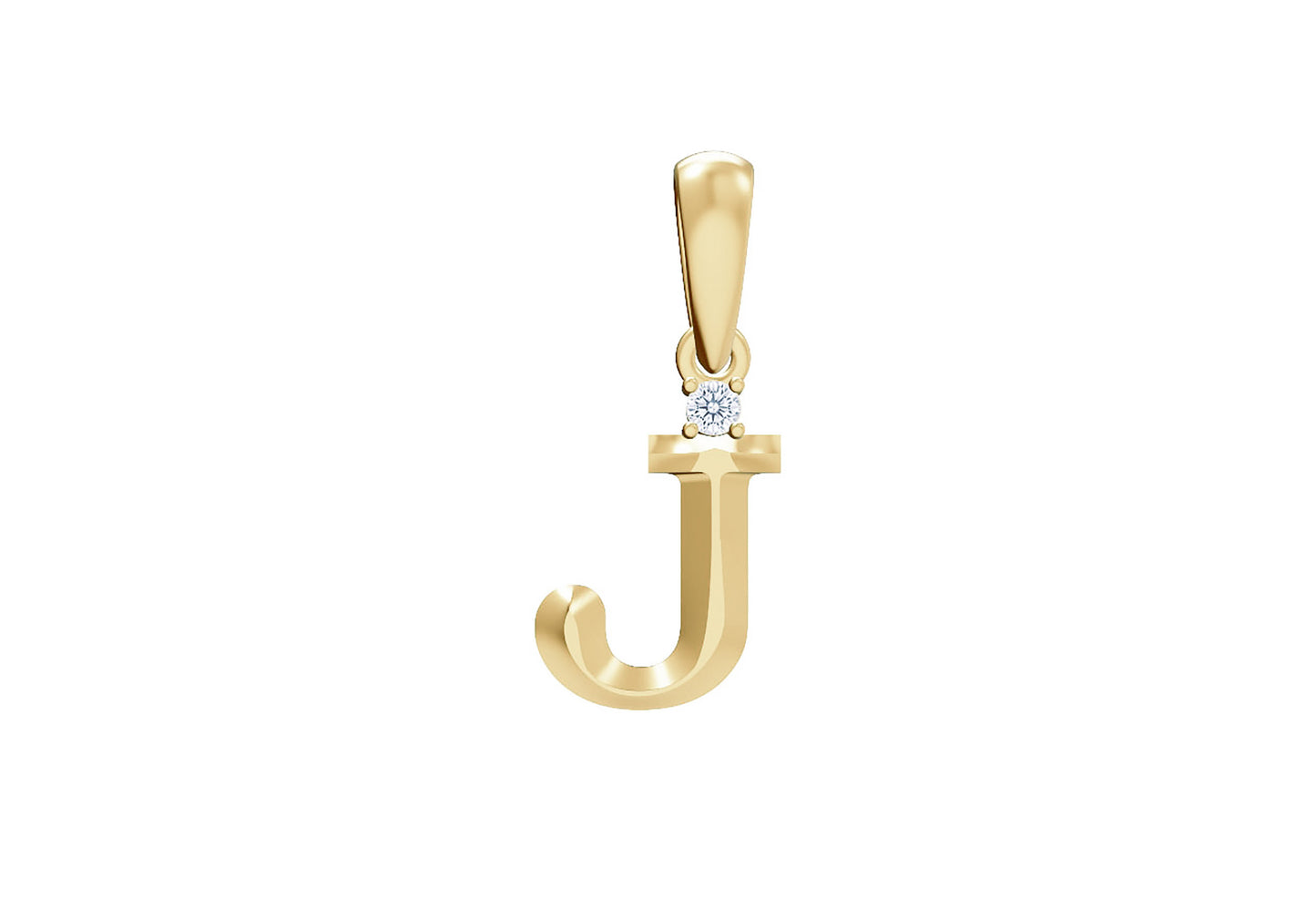 10K Gold Letter with 1.6mm Diamond Pendant Only - Dangle Bail