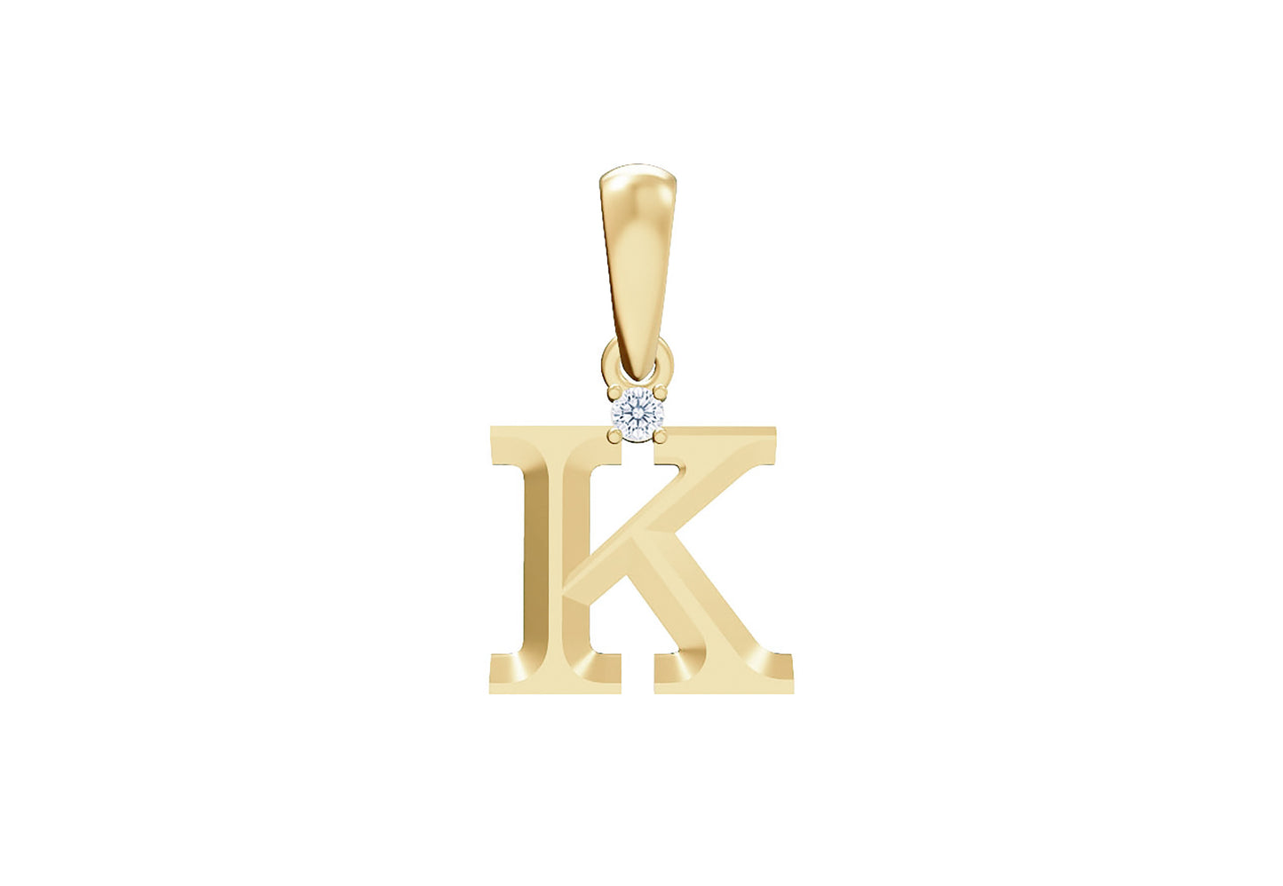 10K Gold Letter with 1.6mm Diamond Pendant Only - Dangle Bail