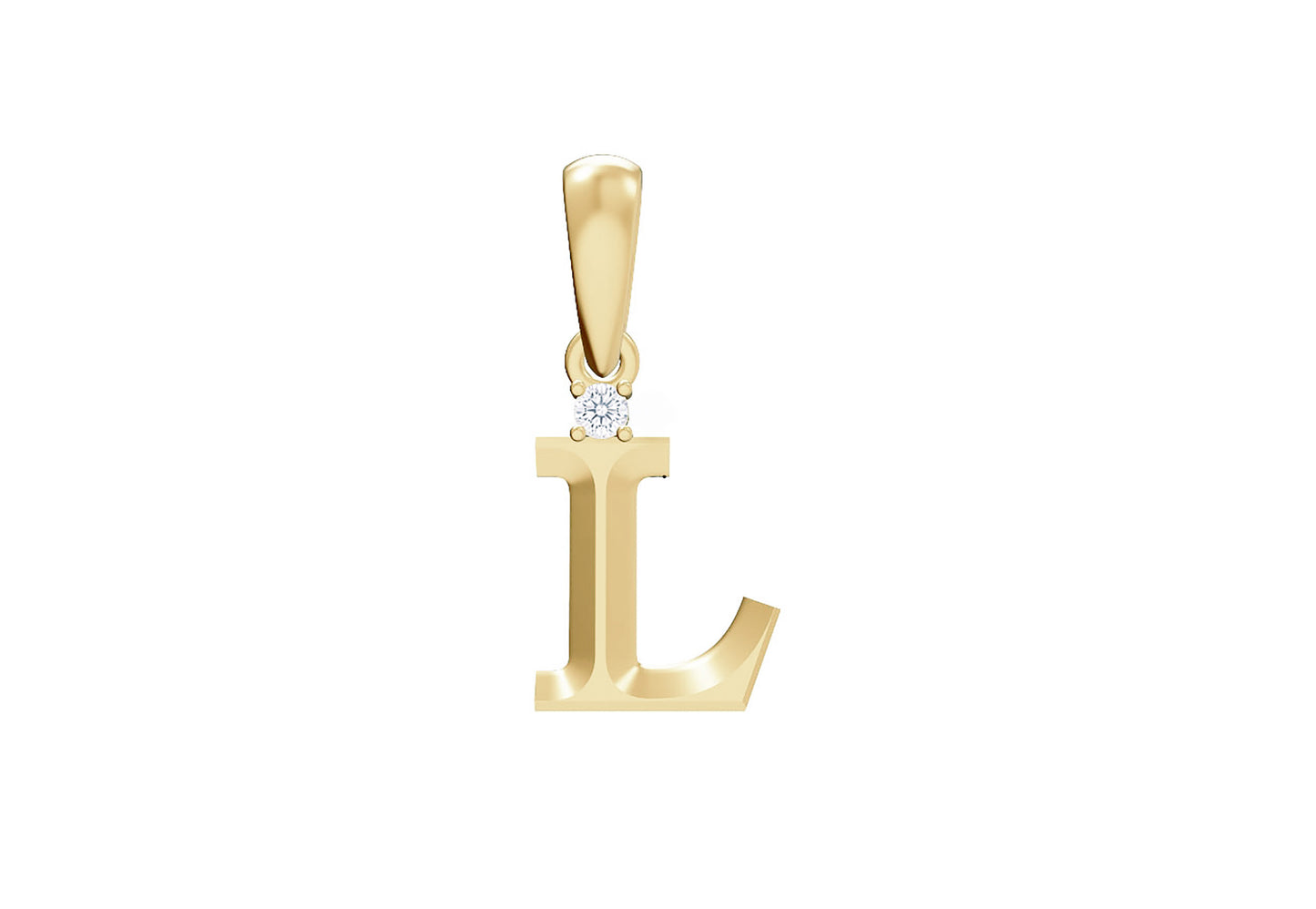 10K Gold Letter with 1.6mm Diamond Pendant Only - Dangle Bail