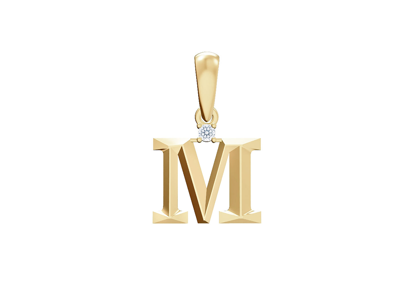10K Gold Letter with 1.6mm Diamond Pendant Only - Dangle Bail