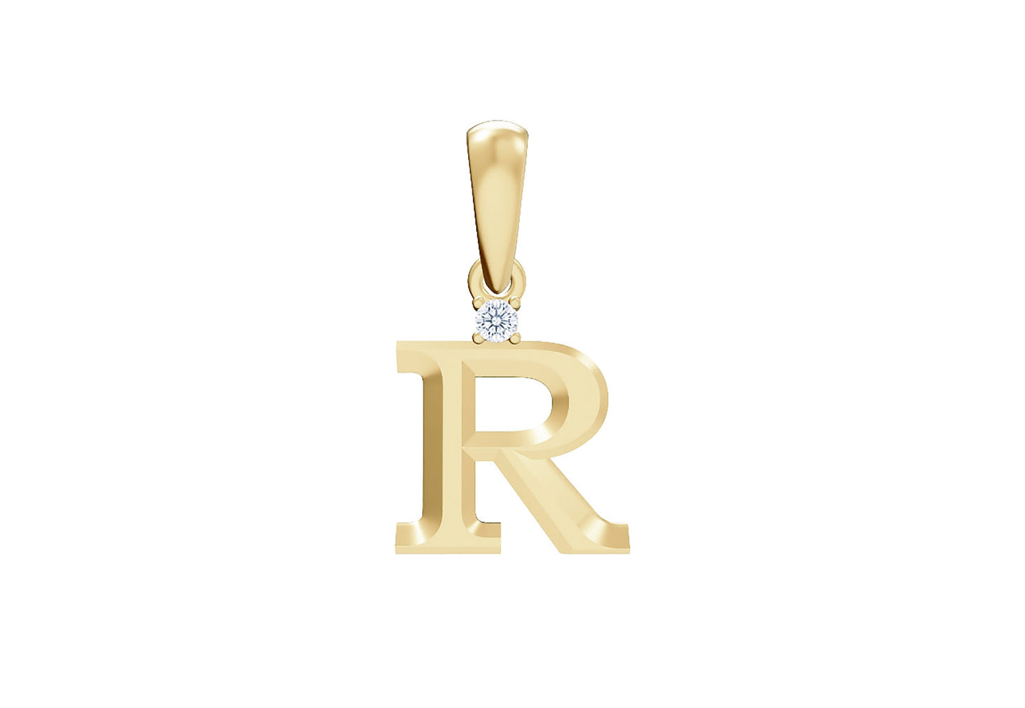 10K Gold Letter with 1.6mm Diamond Pendant Only - Dangle Bail