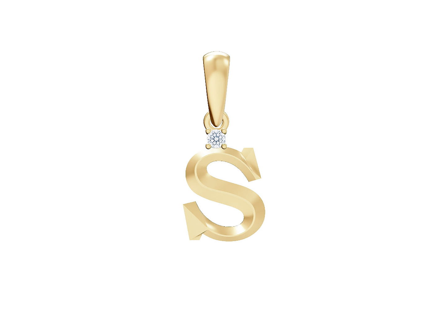 10K Gold Letter with 1.6mm Diamond Pendant Only - Dangle Bail