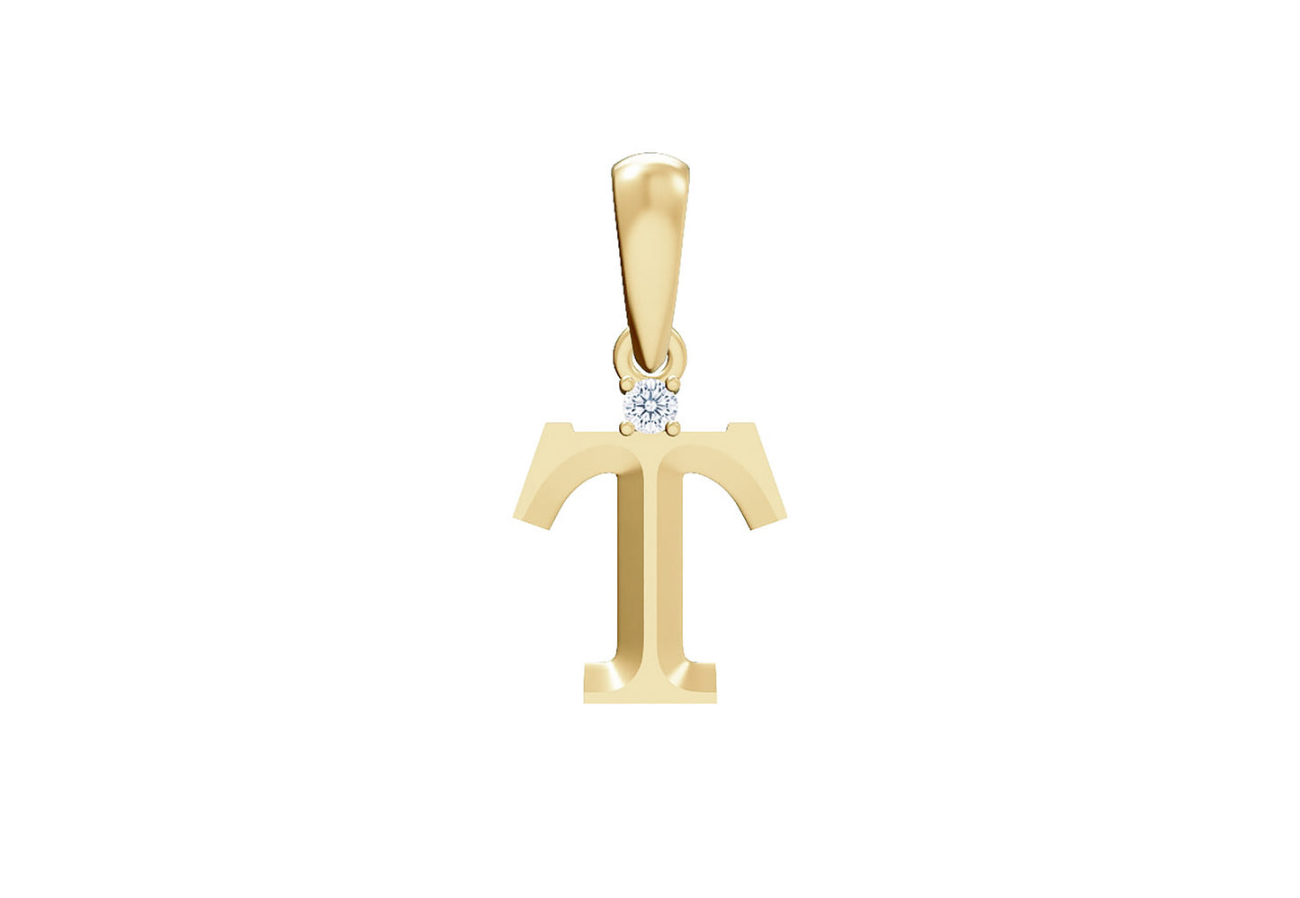 10K Gold Letter with 1.6mm Diamond Pendant Only - Dangle Bail