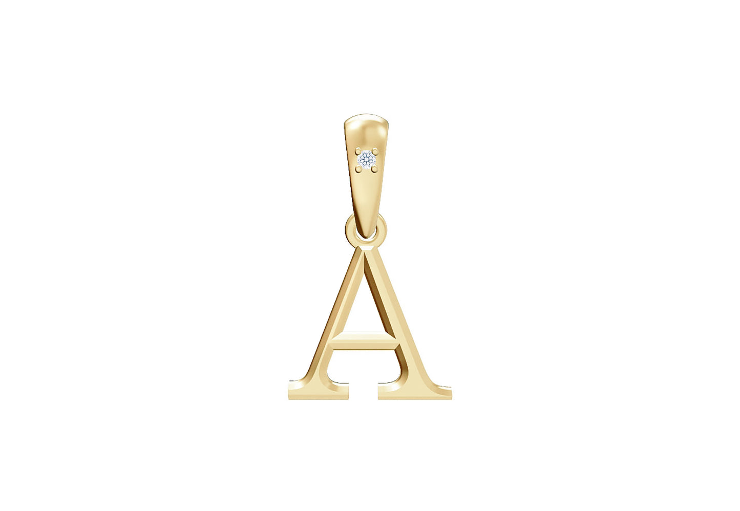 10K Gold Letter with 0.90mm Diamond Pendant Only - Dangle Bail