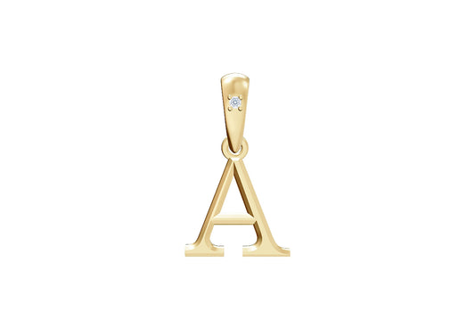 10K Gold Letter with 0.90mm Diamond Pendant Only - Dangle Bail