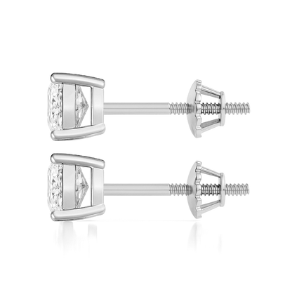 10K Gold Cushion Cut Moissanite Solitaire Stud Earrings - Screw Backs