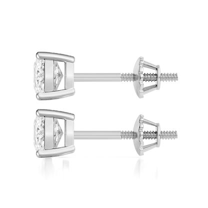 14K Gold Cushion Cut Moissanite Solitaire Stud Earrings - Screw Backs